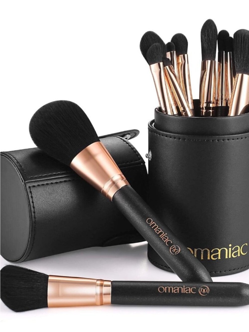 12 piece Make-up Brushes Set, faux leather box, New in box